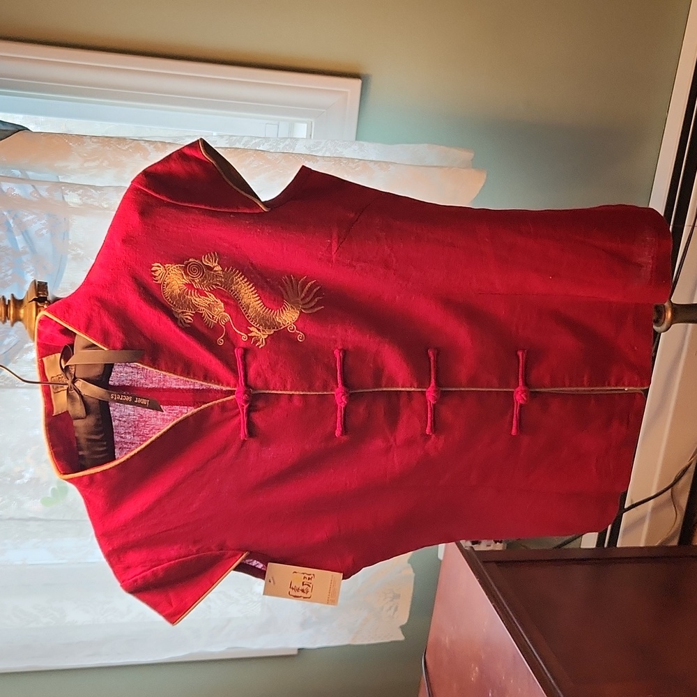 Lovely Asian tailored blouse with embroidered dragon.